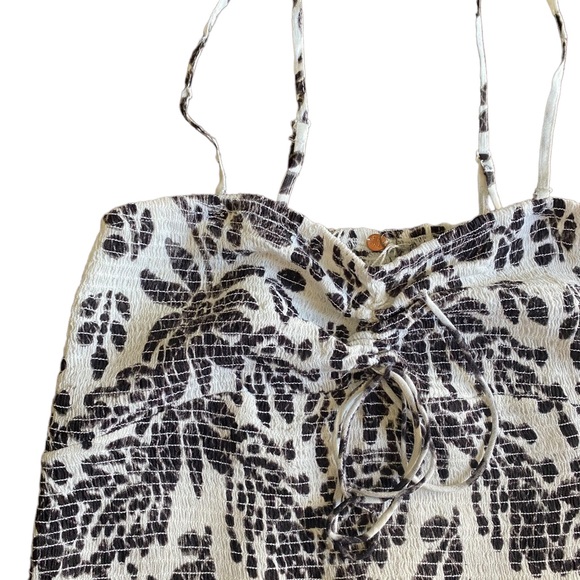 Free People Black and White Smocked Crop Top - Picture 2 of 11